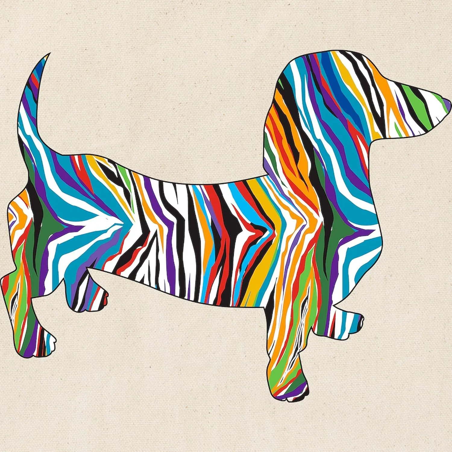 CafePress Psychedelic Doxie Dachshund Tote Bag Natural Canvas Tote Bag, Reusable Shopping Bag
