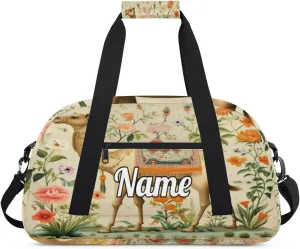 Camel Personalized Kids Gym Bag Custom Name Sport Duffel Bag Dance Ballet Bag for Girls Practice Workout Bag