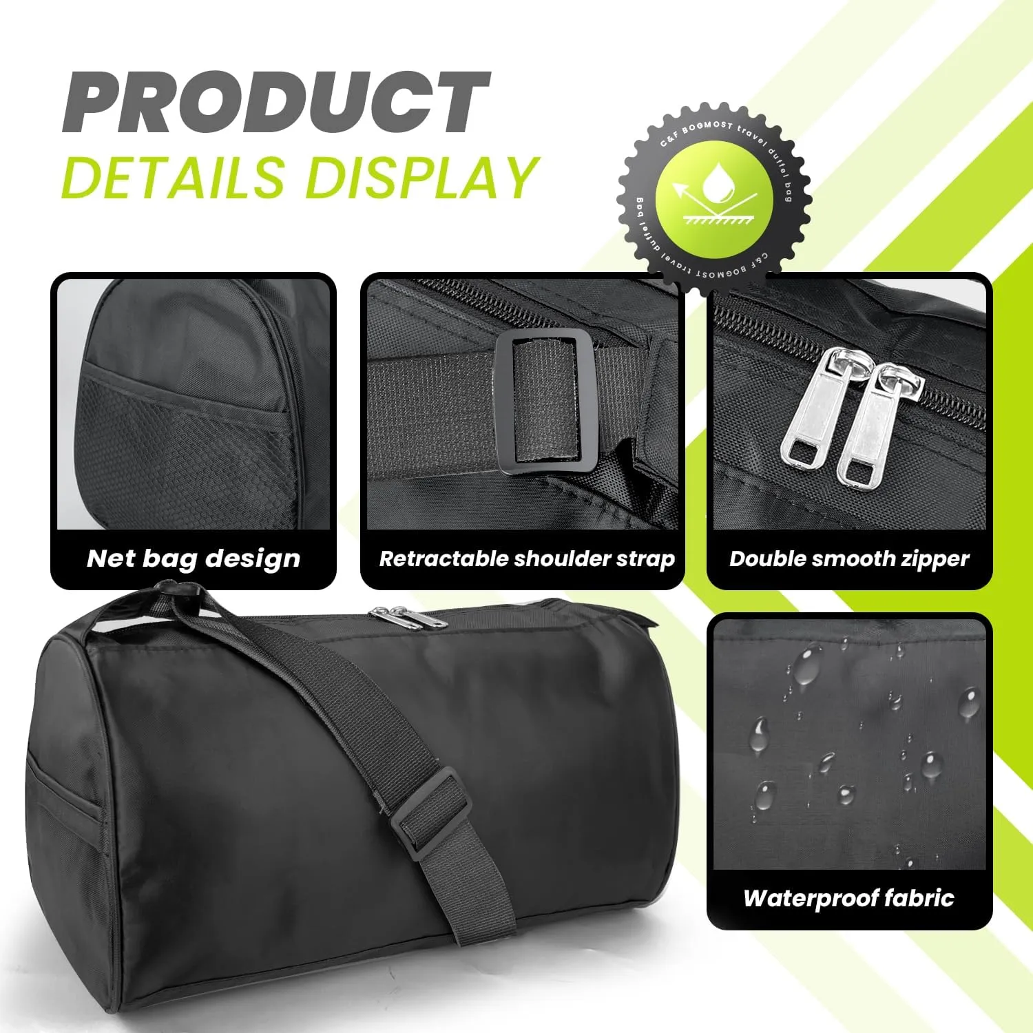 C&F BOGMOST Small Travel Duffel Bag Foldable Waterproof Gym Bag for Gym Beach Swim Bags Men Women Duffle Bag Lightweight Oxford Cloth Sports Bags -Beige