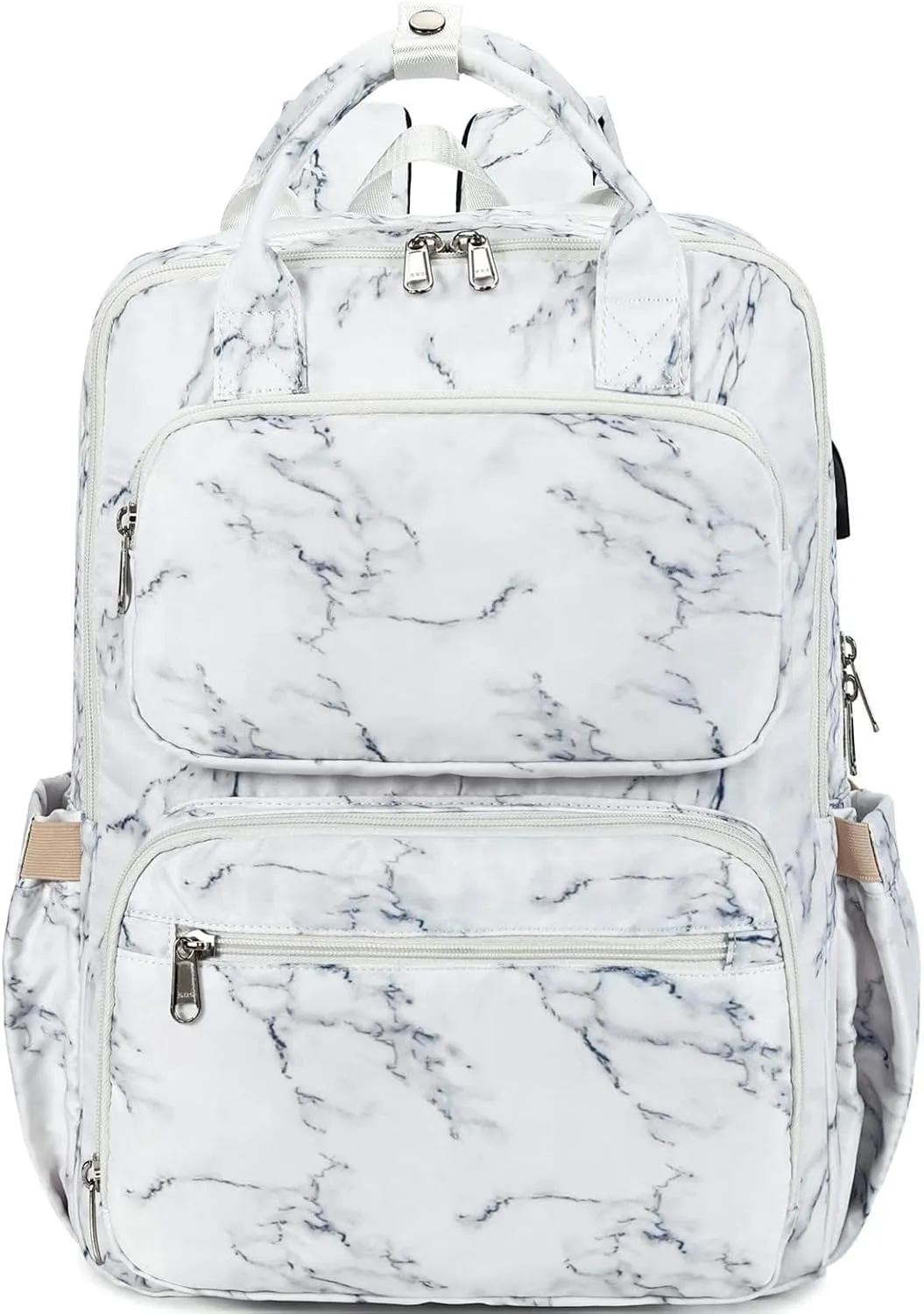CAMTOP School Backpack College Laptop Backpacks with USB Charging Port 15.6 Inch Computer Bookbag for Women Girls(17 Inch, Marble)