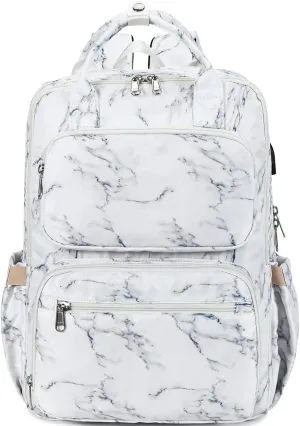 CAMTOP School Backpack College Laptop Backpacks with USB Charging Port 15.6 Inch Computer Bookbag for Women Girls(17 Inch, Marble)