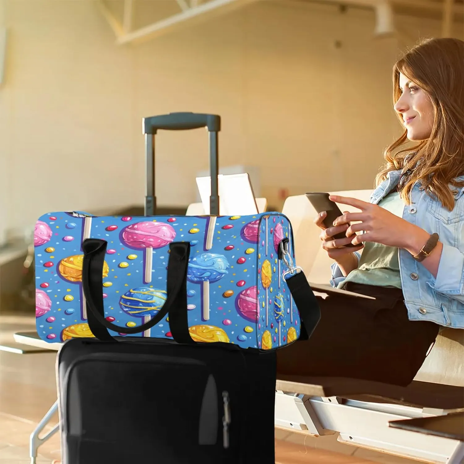 Candy Duffle Bag for Travel, Overnight Weekend Gym Carry On Luggage Bag, Colorful Travel Duffel Bag for Men Women