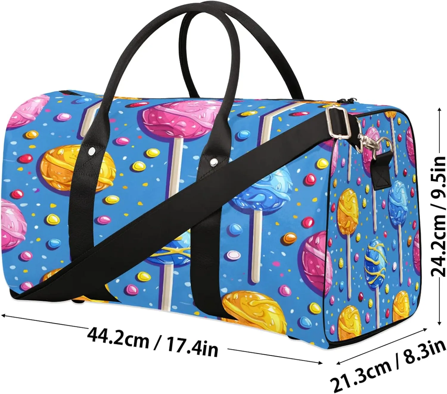 Candy Duffle Bag for Travel, Overnight Weekend Gym Carry On Luggage Bag, Colorful Travel Duffel Bag for Men Women