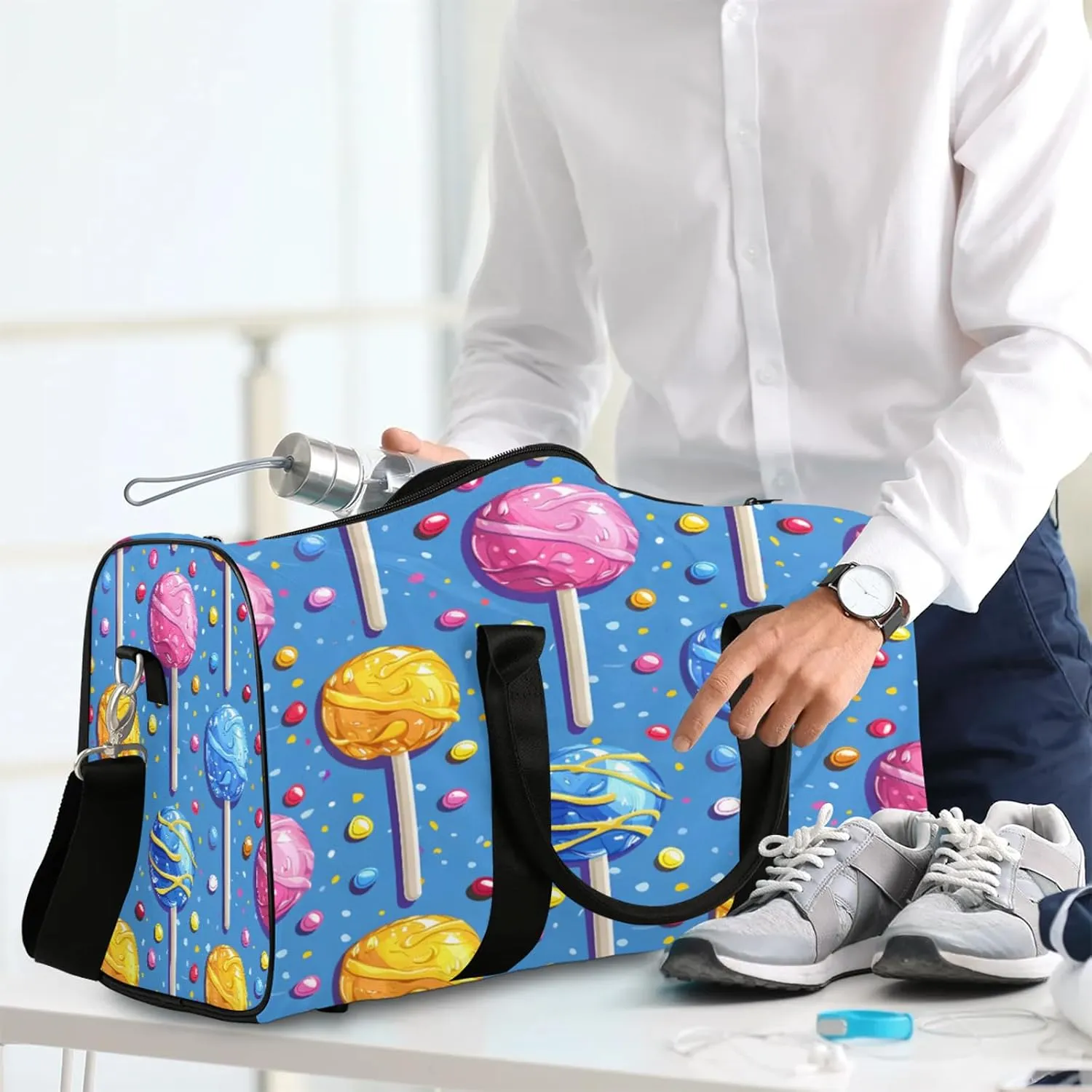 Candy Duffle Bag for Travel, Overnight Weekend Gym Carry On Luggage Bag, Colorful Travel Duffel Bag for Men Women