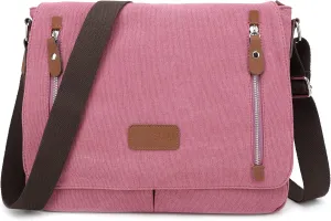 Canvas Messenger bag for Men Women, Shoulder Crossbody Bag for 13.3" Laptop, Office,Business