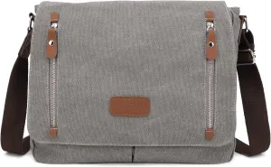 Canvas Messenger bag for Men Women, Shoulder Crossbody Bag for 13.3" Laptop, Office,Business