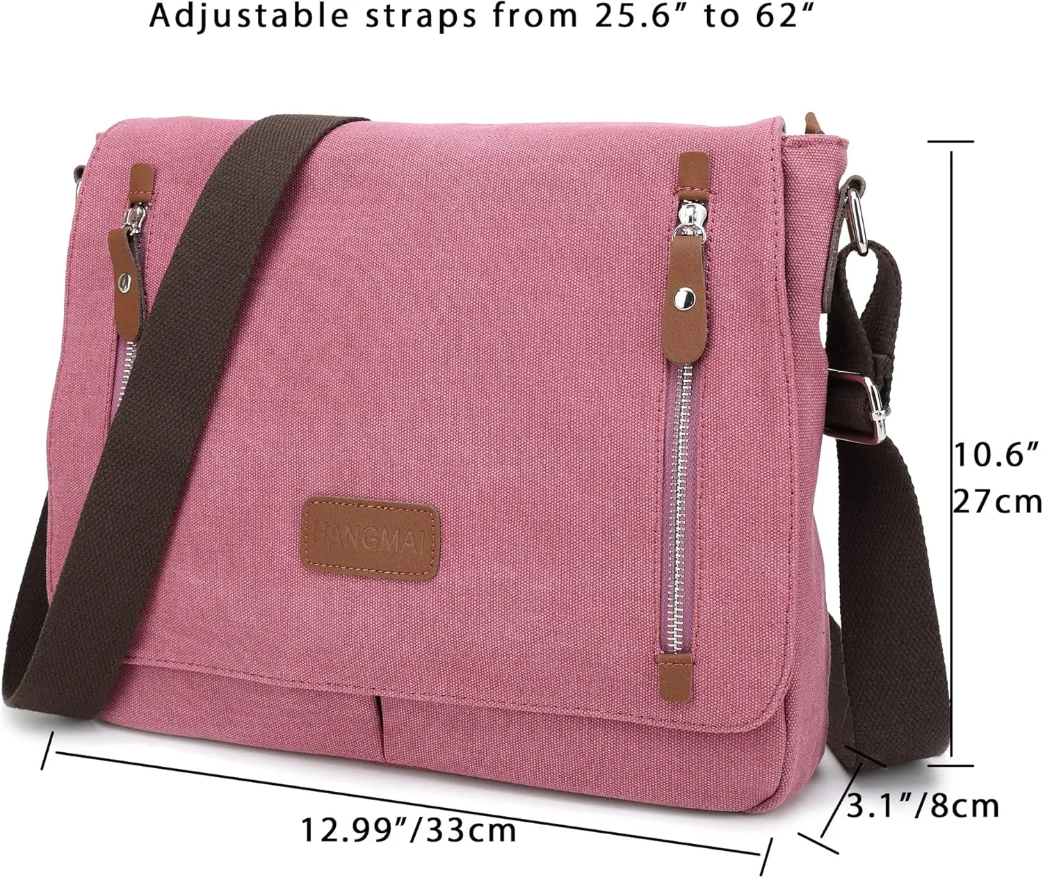 Canvas Messenger bag for Men Women, Shoulder Crossbody Bag for 13.3" Laptop, Office,Business