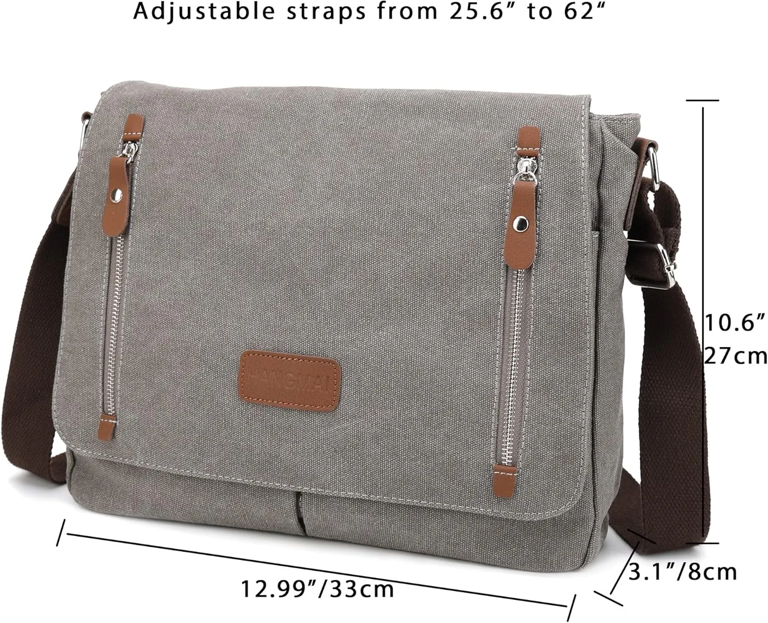 Canvas Messenger bag for Men Women, Shoulder Crossbody Bag for 13.3" Laptop, Office,Business