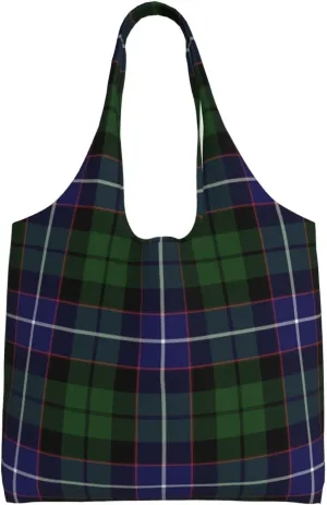 Canvas Shoulder Tote Bags For Women And Men, Reusable Grocery Bags, Large Capacity Glen Lyon District Tartan Printed