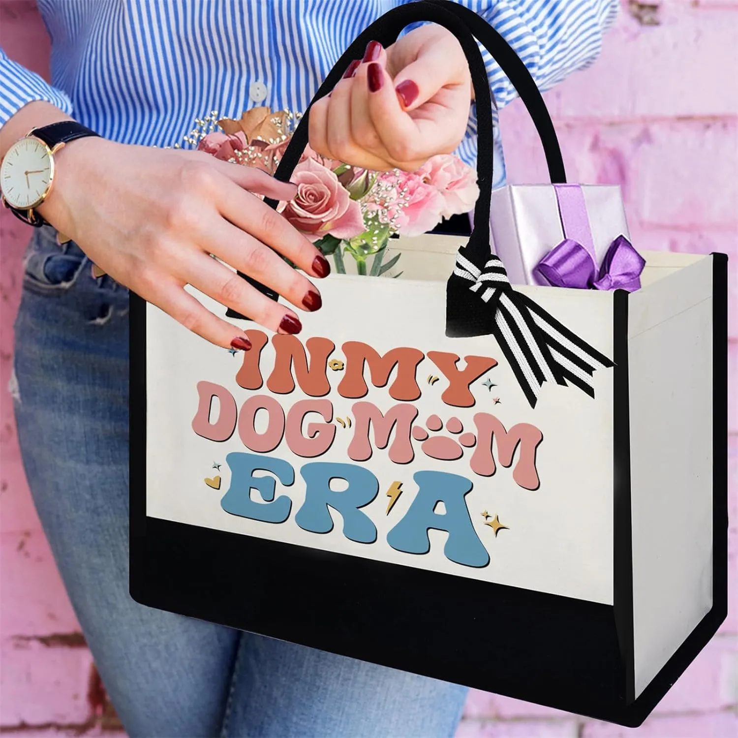 Canvas Tote Bag for Mom Nurse Teacher Boss Lady Dog Mom Christmas Birthday Gifts for Women Lady for Shopping