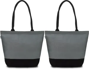 Canvas Tote Bag with Zipper, Pack of 2 – Reusable Canvas Bags with Handles, Heavy-Duty Cotton Tote Bags, Canvas Grocery Bags, Cloth Shopping Bags