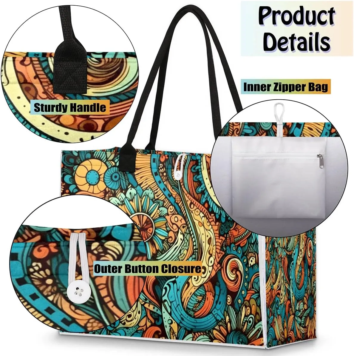 Canvas Tote Bags, Reusable Canvas Bags Use For Grocery Bags, Shopping Bags, Work, Daily Use