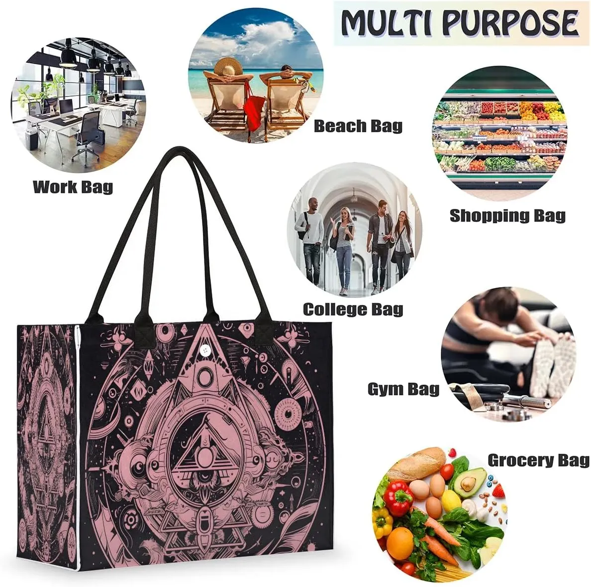 Canvas Tote Bags, Reusable Canvas Bags Use For Grocery Bags, Shopping Bags, Work, Daily Use