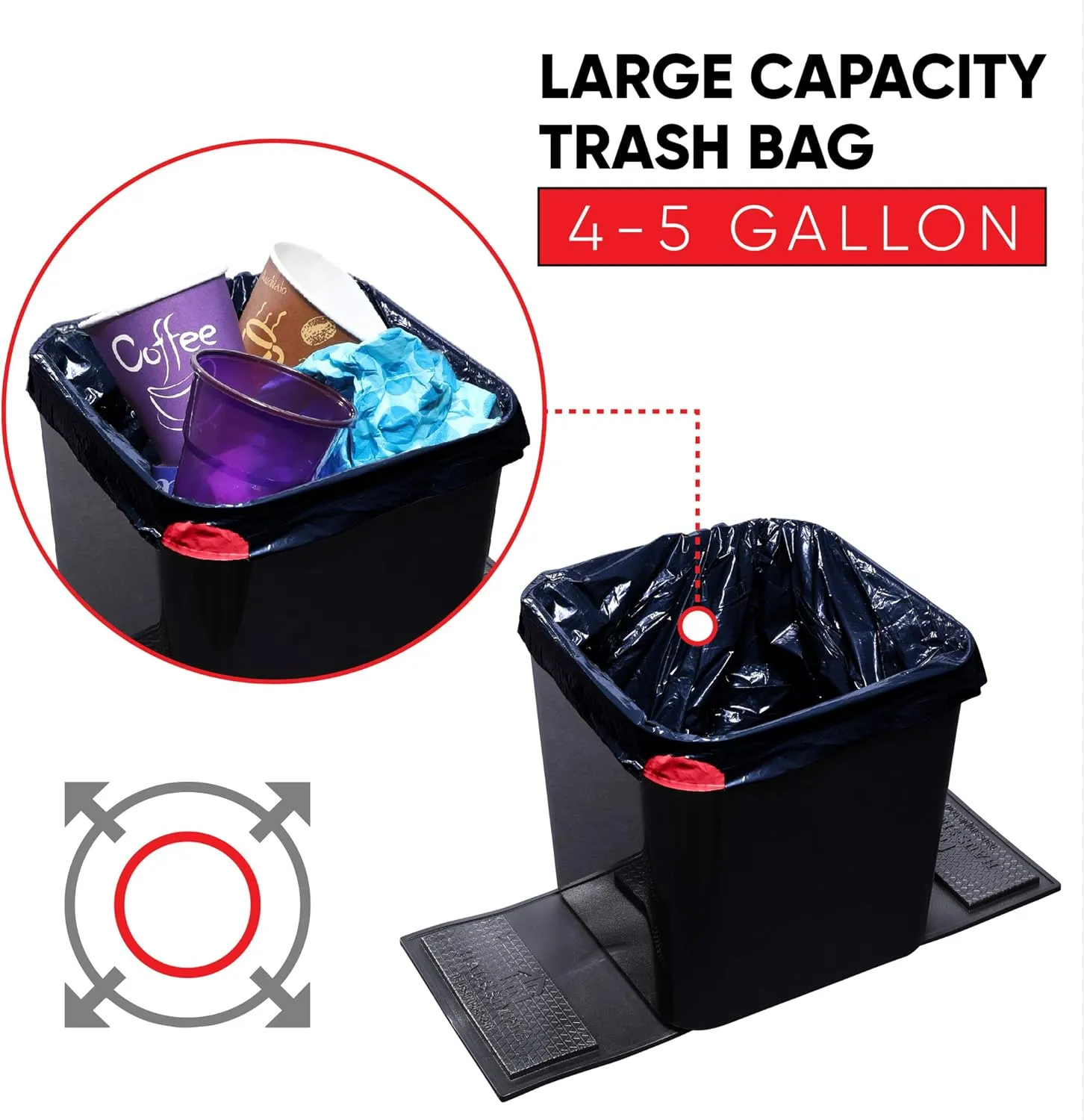 Car Trash Can Trash Bags – Multipurpose Heavy-Duty Waste Bags, Leakproof & Durable for Auto, Home, Office & Travel for Haussimple Small Medium Large Car Garbage Bins (6-Pack Roll, Large)