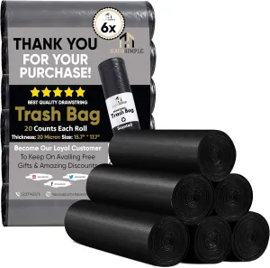 Car Trash Can Trash Bags – Multipurpose Heavy-Duty Waste Bags, Leakproof & Durable for Auto, Home, Office & Travel for Haussimple Small Medium Large Car Garbage Bins (6-Pack Roll, Large)