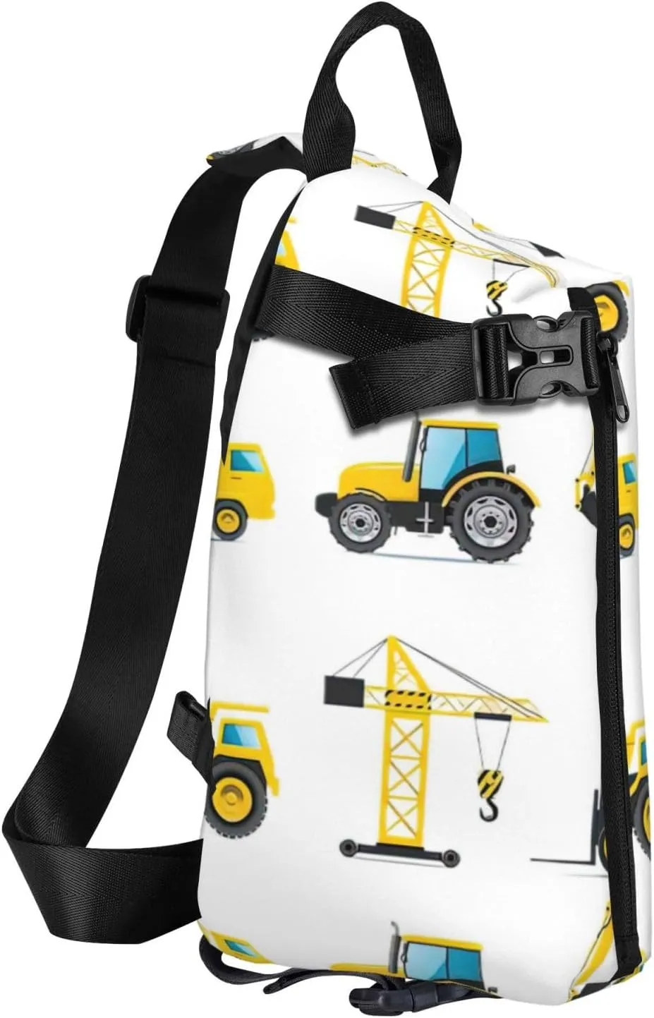 Cartoon Heavy Machinery Truck Print Crossbody Backpack Casual Adjustable Bag Multifunctional Sling Backpack