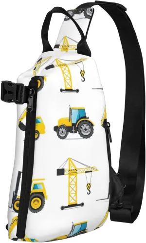 Cartoon Heavy Machinery Truck Print Crossbody Backpack Casual Adjustable Bag Multifunctional Sling Backpack