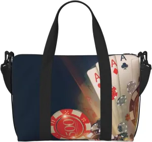 Casino Poker Chips Travel Bag for Women Men Weekender Bags Carry on Overnight Bag Tote Bag Yoga Gym Bag for Gym, Work, Travel, Weekend, Personal Items