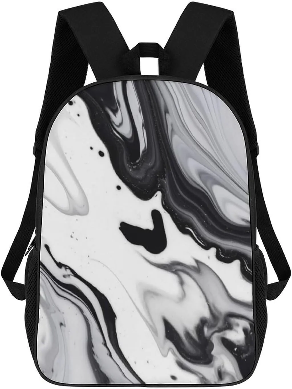 Casual Backpack for Men Women Waterproof Lightweight Daypack Travel Laptop Bag Black And White Paint Mixed