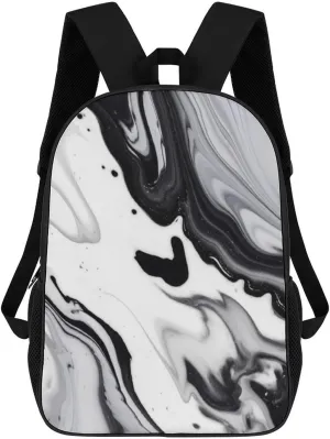 Casual Backpack for Men Women Waterproof Lightweight Daypack Travel Laptop Bag Black And White Paint Mixed
