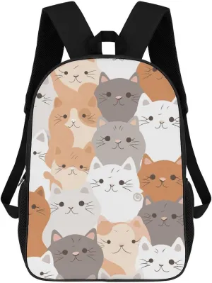 Casual Backpack for Men Women Waterproof Lightweight Daypack Travel Laptop Bag Orange Cats