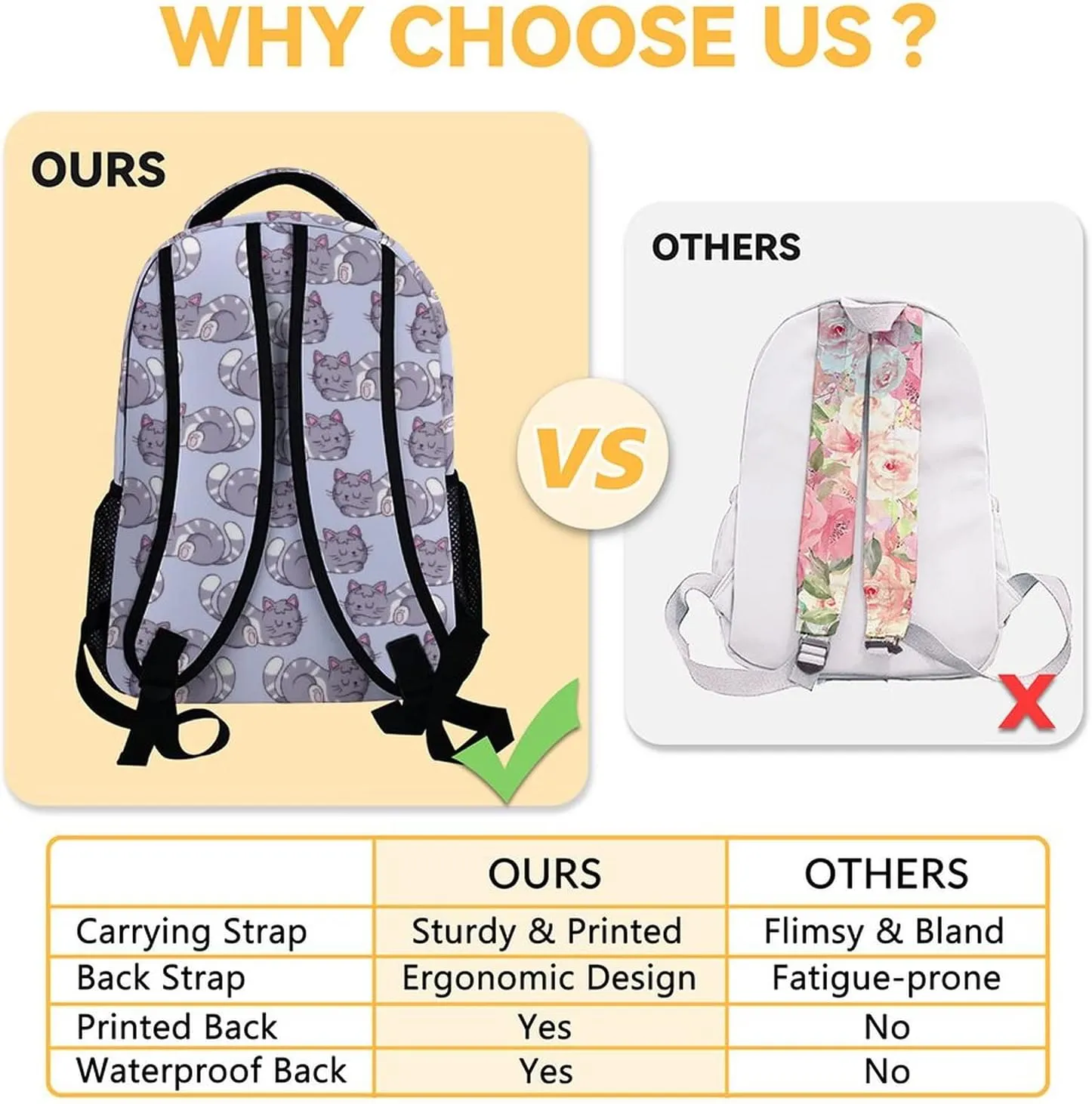 Cat Backpack for School - 16 Inches Aesthetic Backpacks for Kindergarten - Colorful Lightweight Bookbag for Students