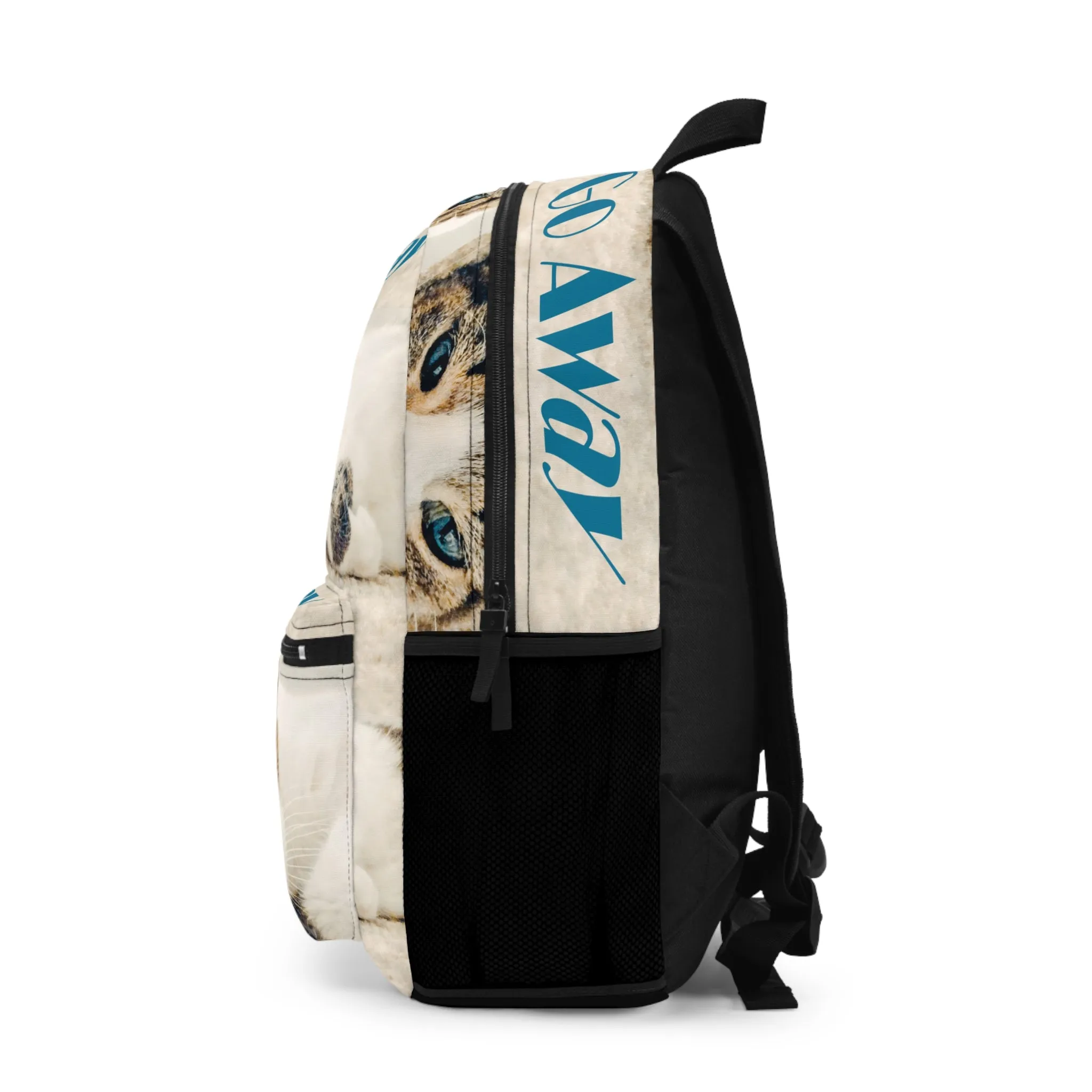 Cat with Blue Eyes says Go Away Backpack