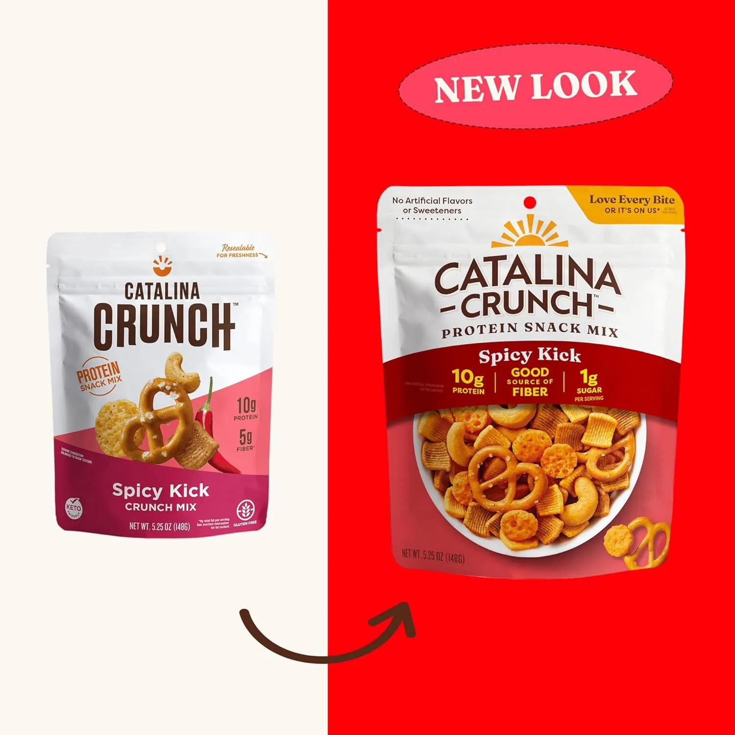 Catalina Crunch Protein Snack Mix with Cheese Crisps | 10g Protein, 1g Sugar per Serving | Good Source of Fiber, Keto, Gluten Free | Spicy Kick, 5.25 Ounce Bag (Pack of 5) - Packaging May Vary