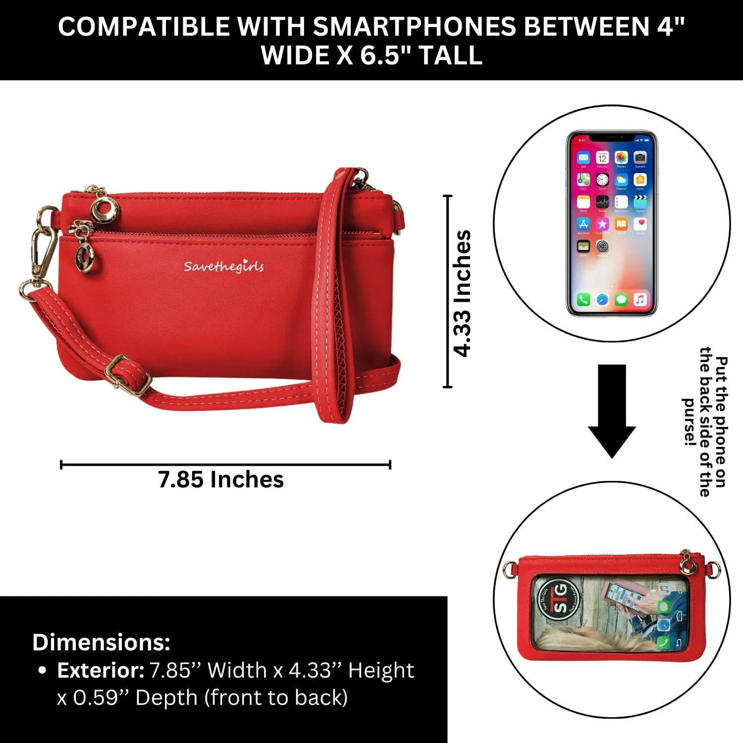 Cell Phone Purse - Touch Screen Women’s Crossbody Bag - Clutch Purses for Women (Bella)