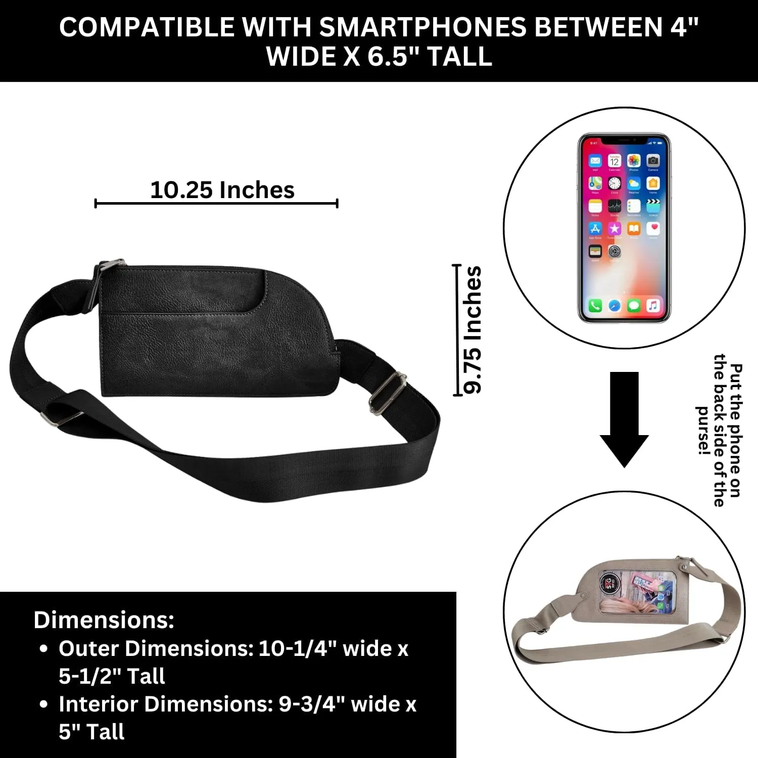 Cell Phone RFID Sling Bag - Touch Screen Women’s Sling Purse Crossbody for Woman (RFID BFF)
