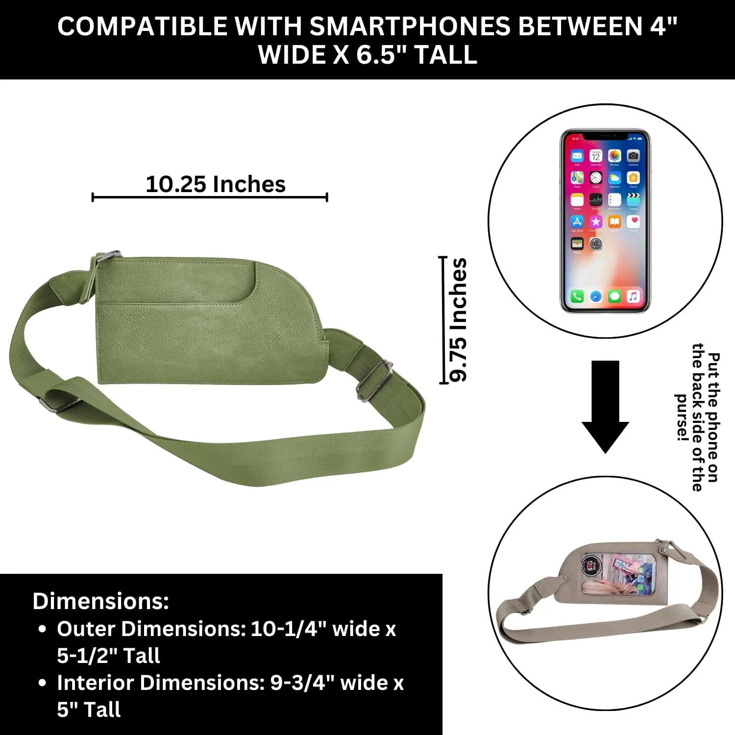 Cell Phone RFID Sling Bag - Touch Screen Women’s Sling Purse Crossbody for Woman (RFID BFF)