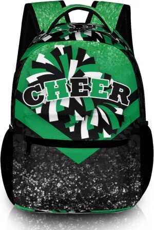 Cheer Backpacks for Cheerleaders, Cheerleading Backpack 16.5in, Cheerleader Gifts for Team (Green&Black)