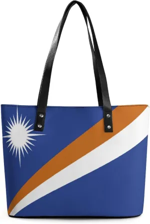 Chic Marshall Lslands Flag Shoulder Bag for Women Large Capacity Leather Tote Perfect for Travel