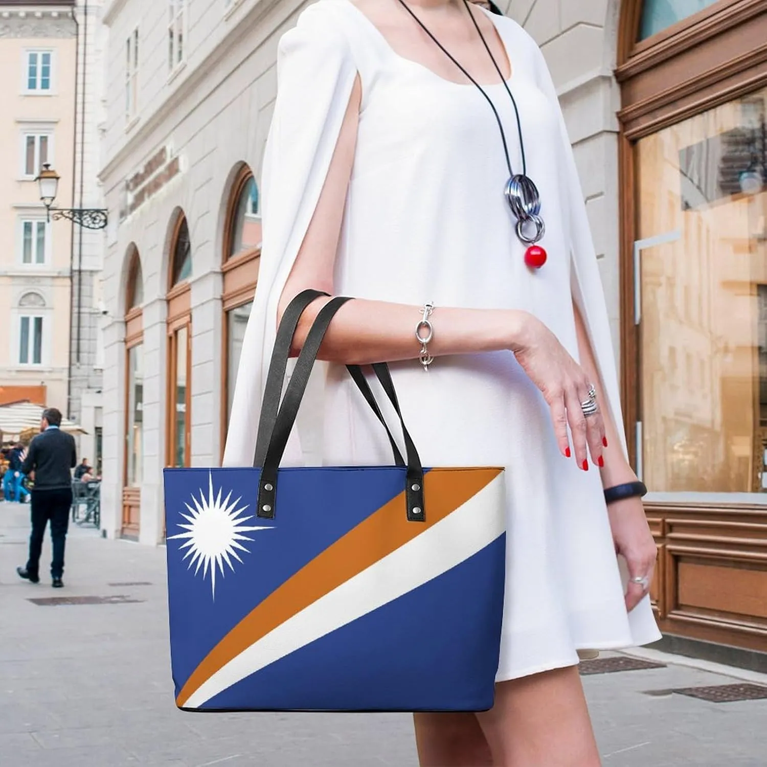 Chic Marshall Lslands Flag Shoulder Bag for Women Large Capacity Leather Tote Perfect for Travel