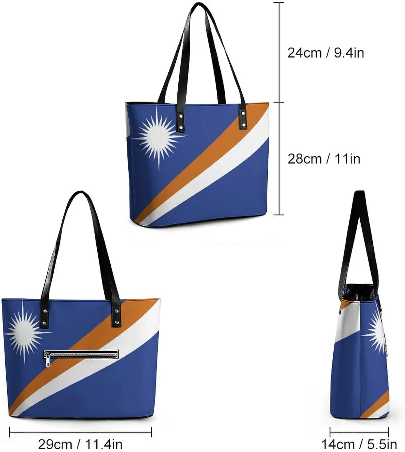 Chic Marshall Lslands Flag Shoulder Bag for Women Large Capacity Leather Tote Perfect for Travel