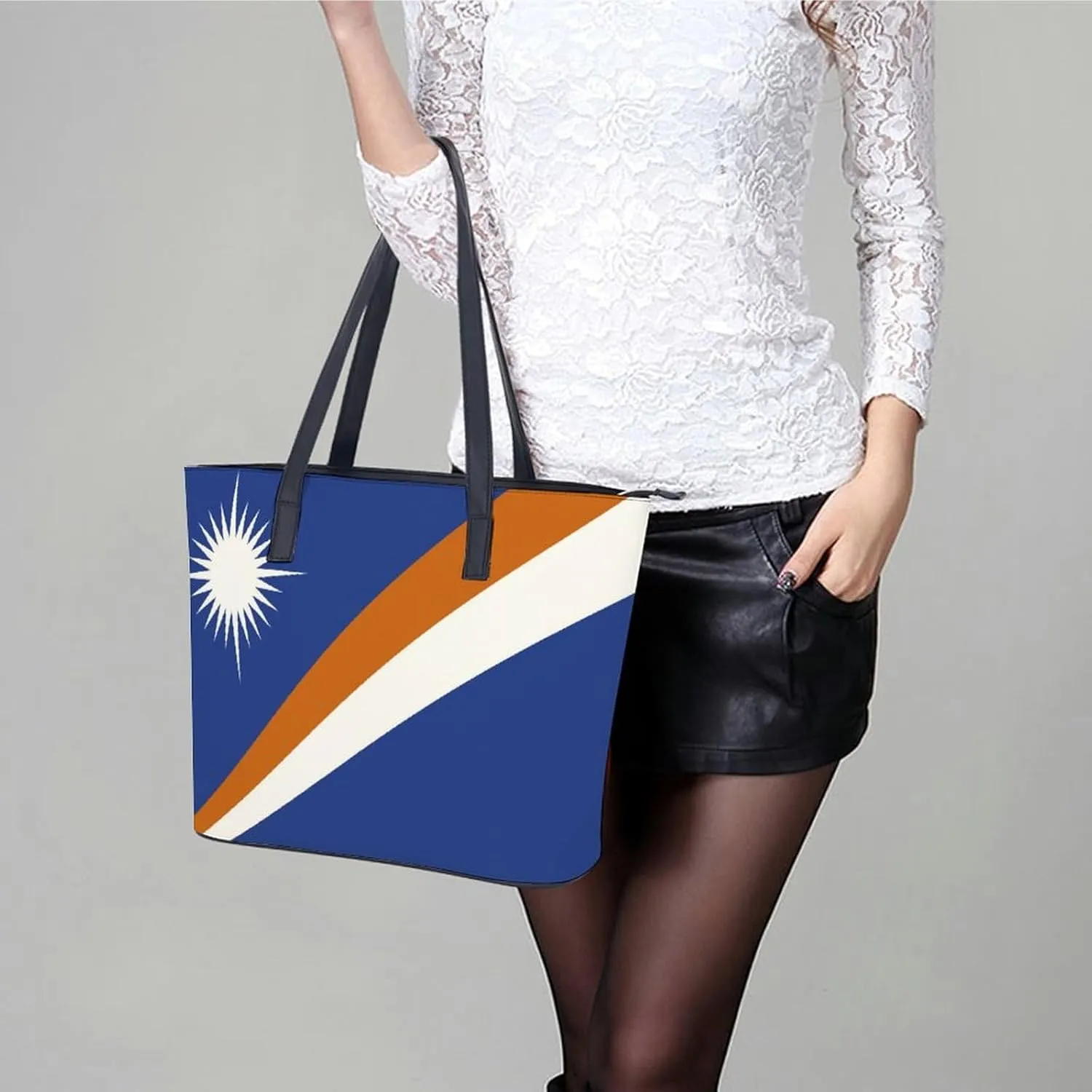 Chic Marshall Lslands Flag Shoulder Bag for Women Large Capacity Leather Tote Perfect for Travel