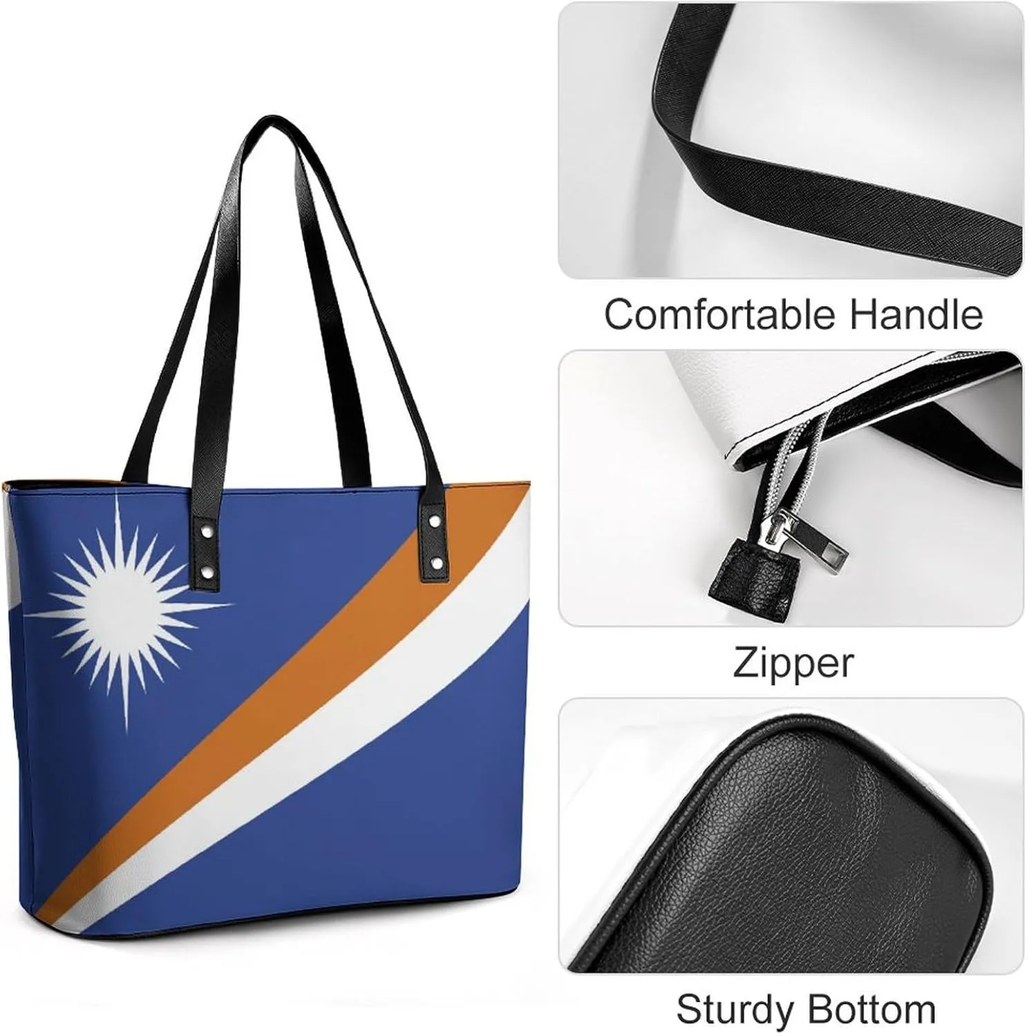 Chic Marshall Lslands Flag Shoulder Bag for Women Large Capacity Leather Tote Perfect for Travel