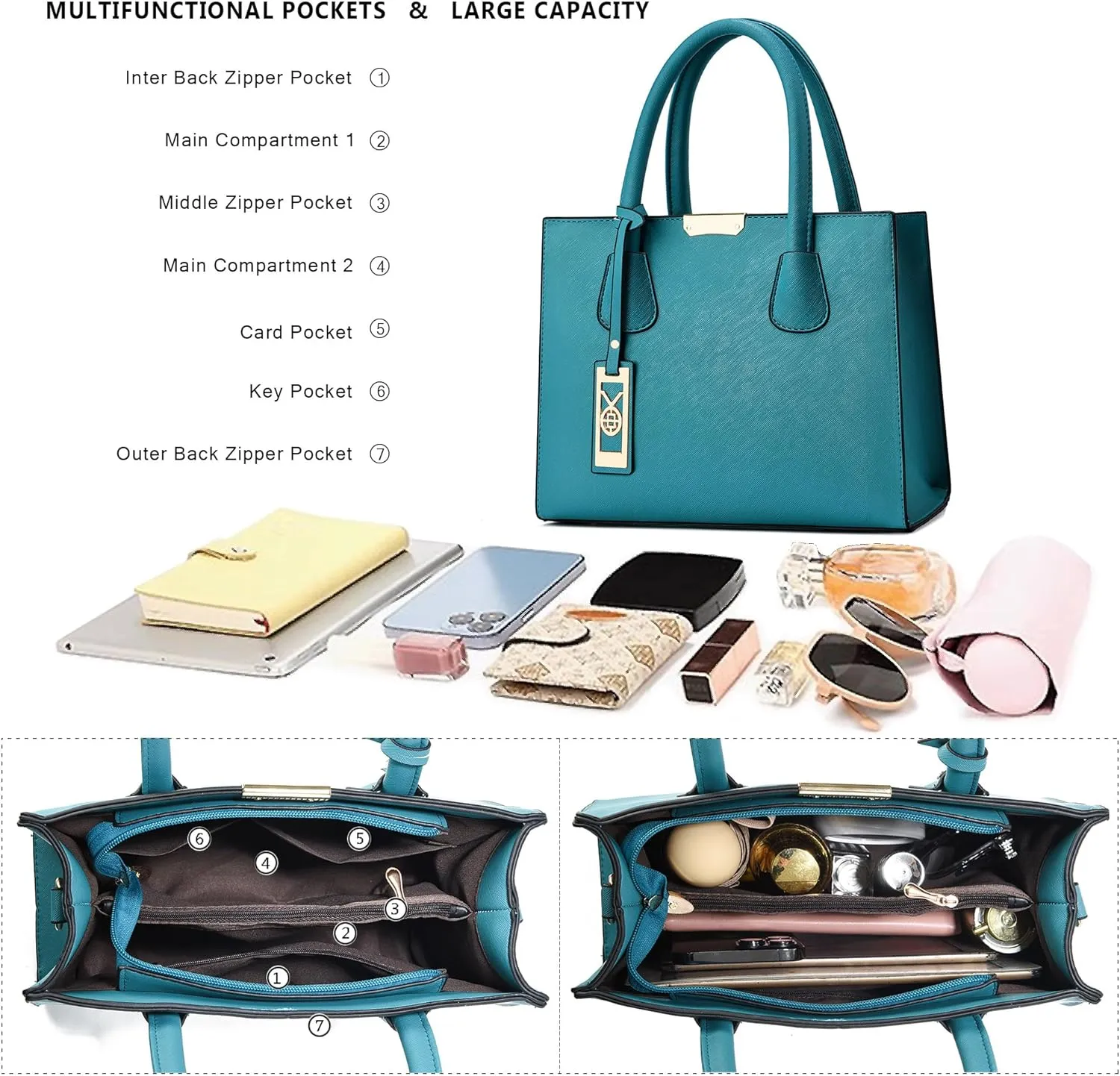 CHICAROUSAL Crossbody Purses and Handbags for Women PU Leather Tote Shoulder Bags Top Handle Satchel
