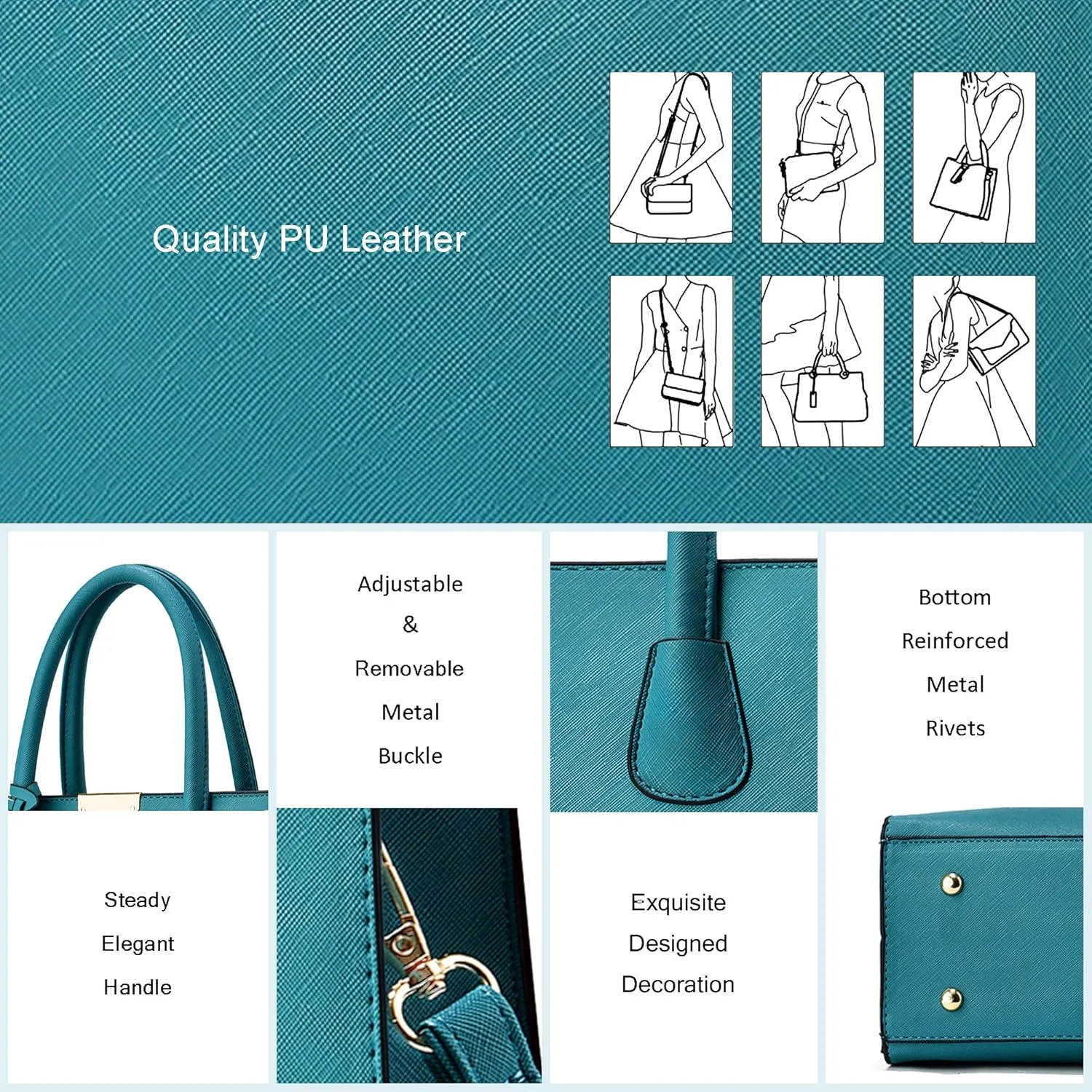 CHICAROUSAL Crossbody Purses and Handbags for Women PU Leather Tote Shoulder Bags Top Handle Satchel
