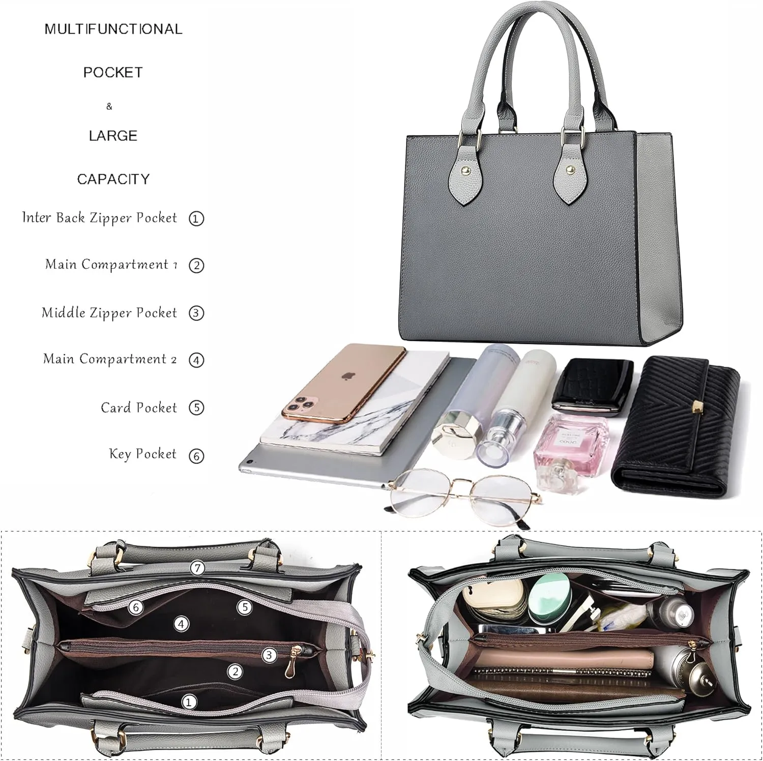 CHICAROUSAL Crossbody Purses and Handbags for Women PU Leather Tote Top Handle Satchel Shoulder Bags