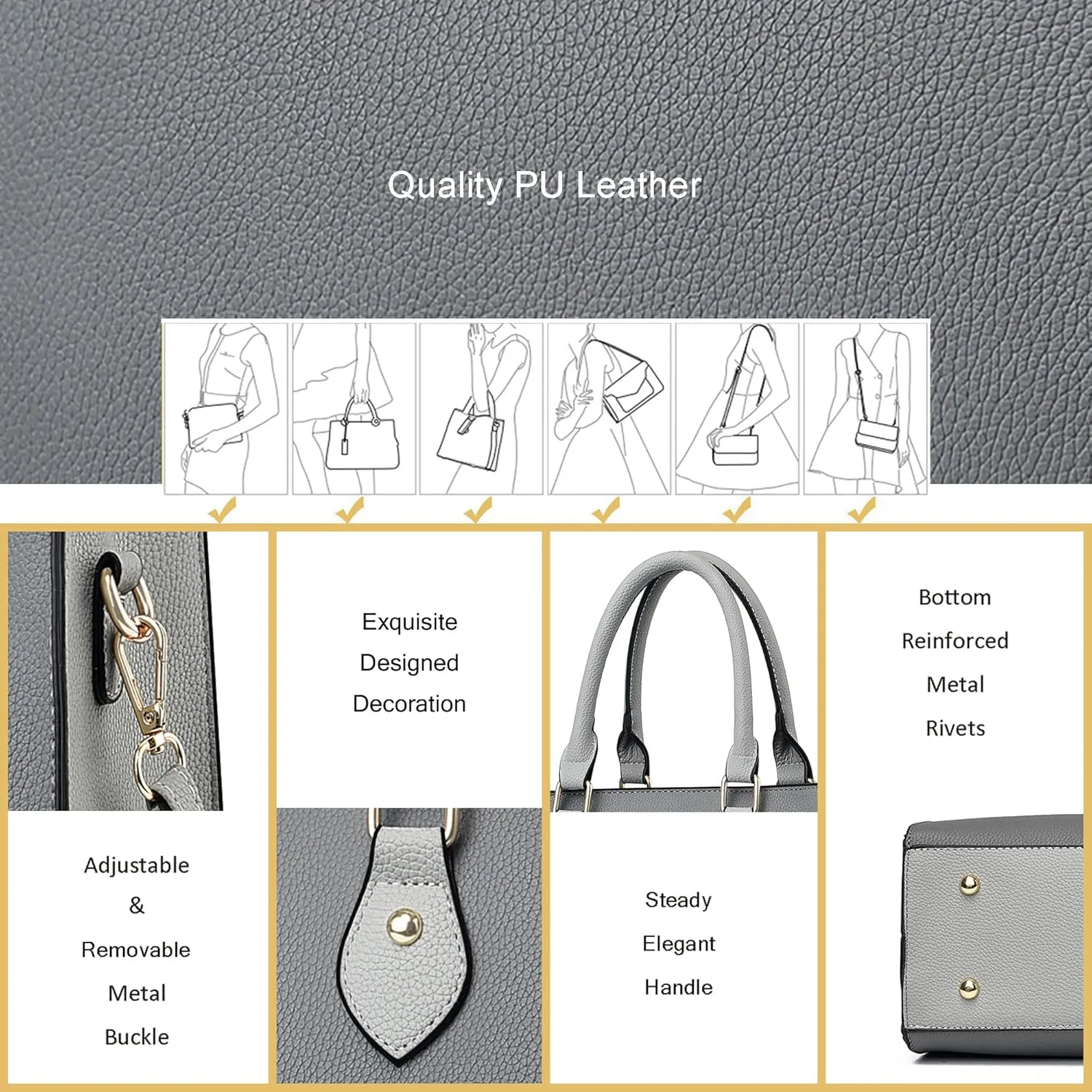 CHICAROUSAL Crossbody Purses and Handbags for Women PU Leather Tote Top Handle Satchel Shoulder Bags