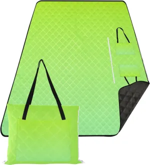 CHIFIGNO Lemon Green Pale Gradient no Sand Beach Blanket Waterproof, Floral Grass Mats for Camping Pink Picnic Blanket Foldable, 80" x 60"