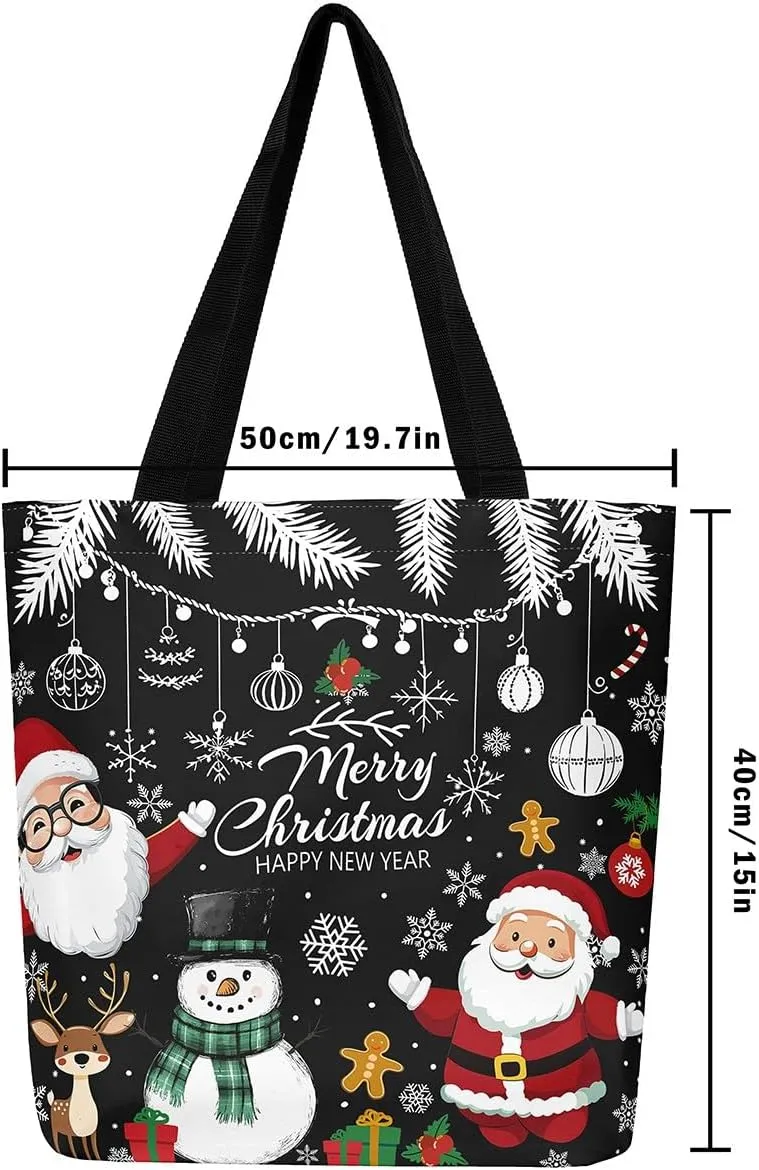 Christmas Shopping Handbag Nutcracker Letters Reusable Grocery Bag Xmas Tote Bag Winter Holiday Shoulder Bag