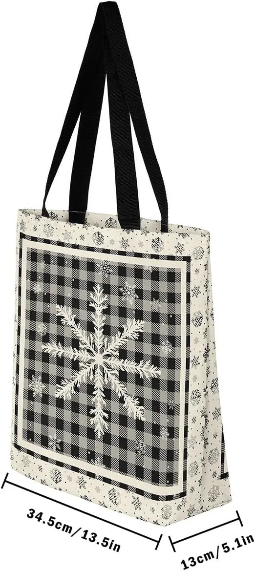 Christmas Shopping Handbag Nutcracker Letters Reusable Grocery Bag Xmas Tote Bag Winter Holiday Shoulder Bag