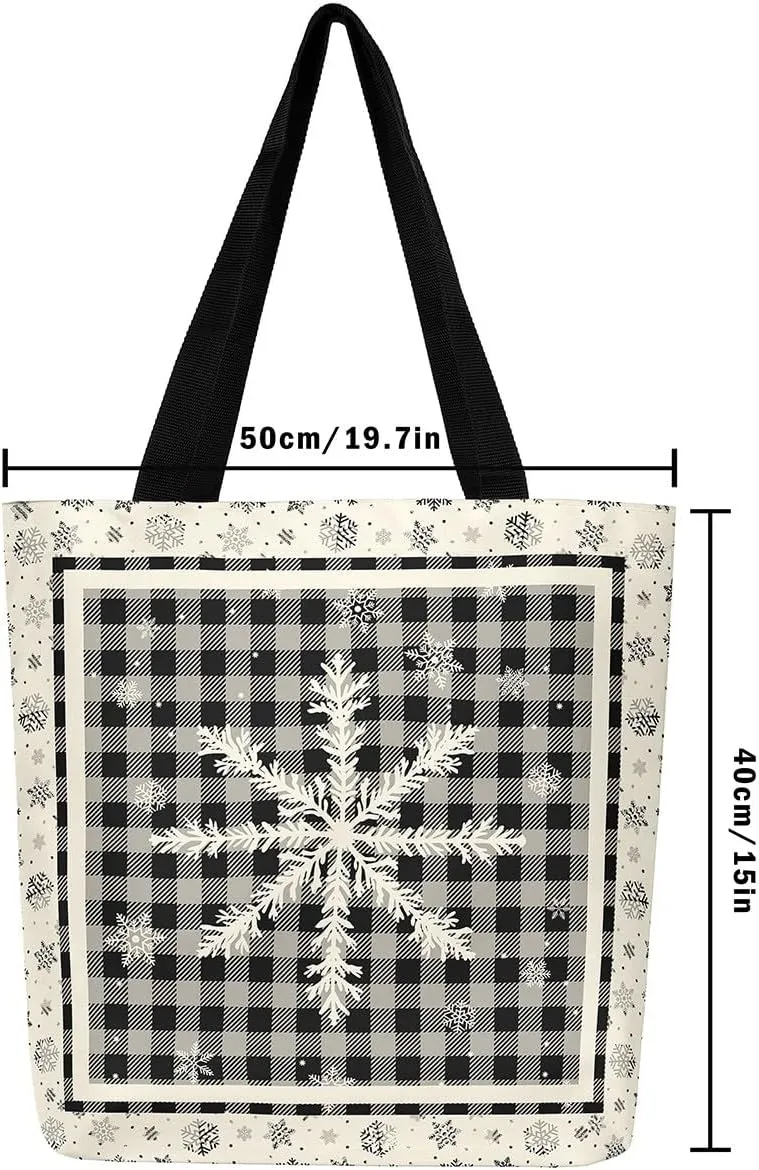 Christmas Shopping Handbag Nutcracker Letters Reusable Grocery Bag Xmas Tote Bag Winter Holiday Shoulder Bag