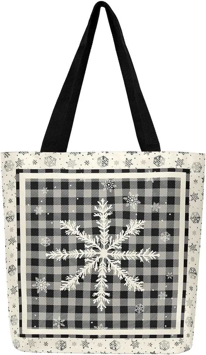 Christmas Shopping Handbag Nutcracker Letters Reusable Grocery Bag Xmas Tote Bag Winter Holiday Shoulder Bag