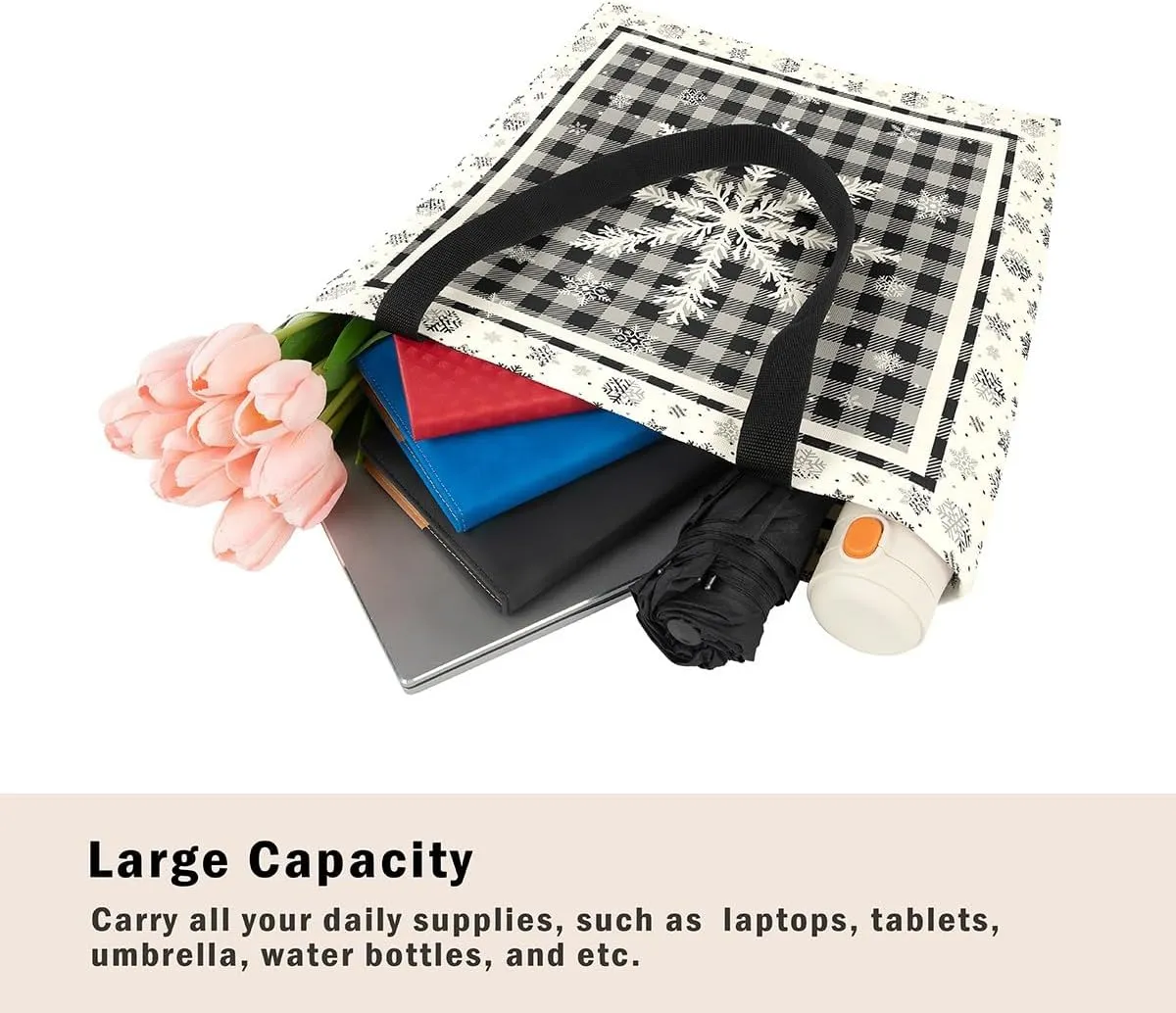 Christmas Shopping Handbag Nutcracker Letters Reusable Grocery Bag Xmas Tote Bag Winter Holiday Shoulder Bag