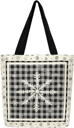 Christmas Shopping Handbag Nutcracker Letters Reusable Grocery Bag Xmas Tote Bag Winter Holiday Shoulder Bag
