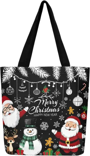 Christmas Shopping Handbag Nutcracker Letters Reusable Grocery Bag Xmas Tote Bag Winter Holiday Shoulder Bag
