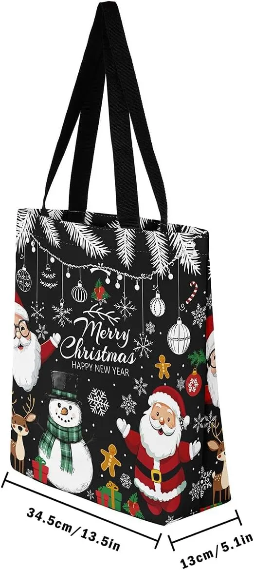 Christmas Shopping Handbag Nutcracker Letters Reusable Grocery Bag Xmas Tote Bag Winter Holiday Shoulder Bag
